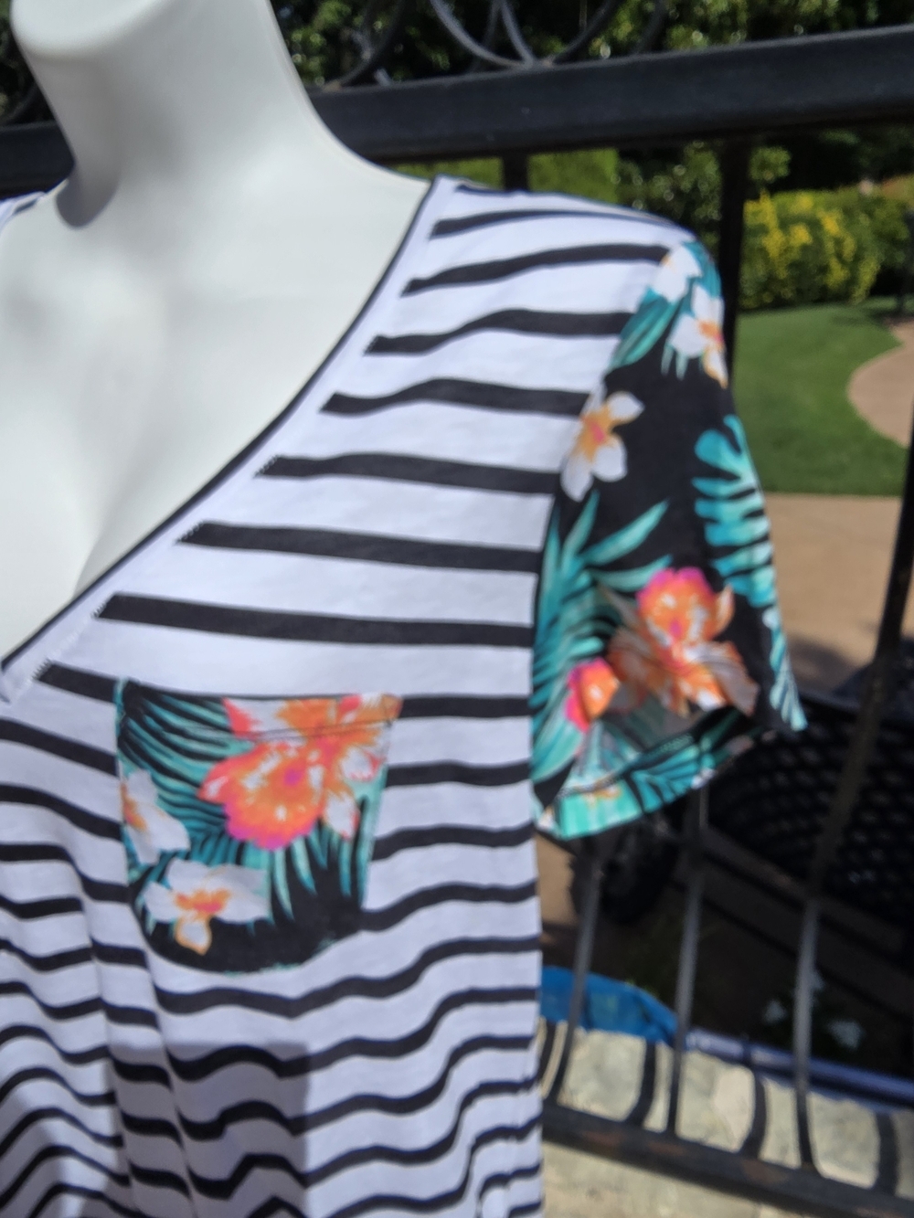 PINK Victoria's Secret White and Black Striped Tee By PINK